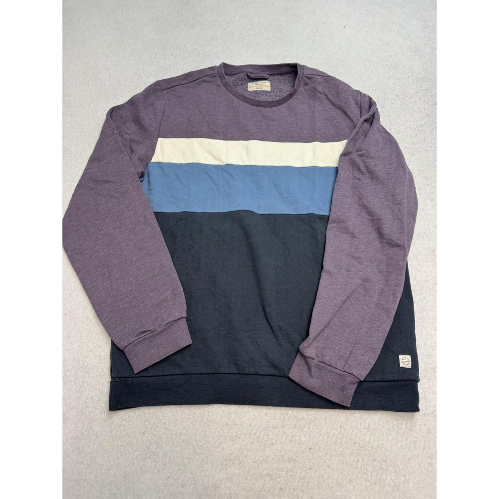 Marine Layer Sweatshirt Mens Medium Multicolor Stripe Fleece Pullover Re-Spun